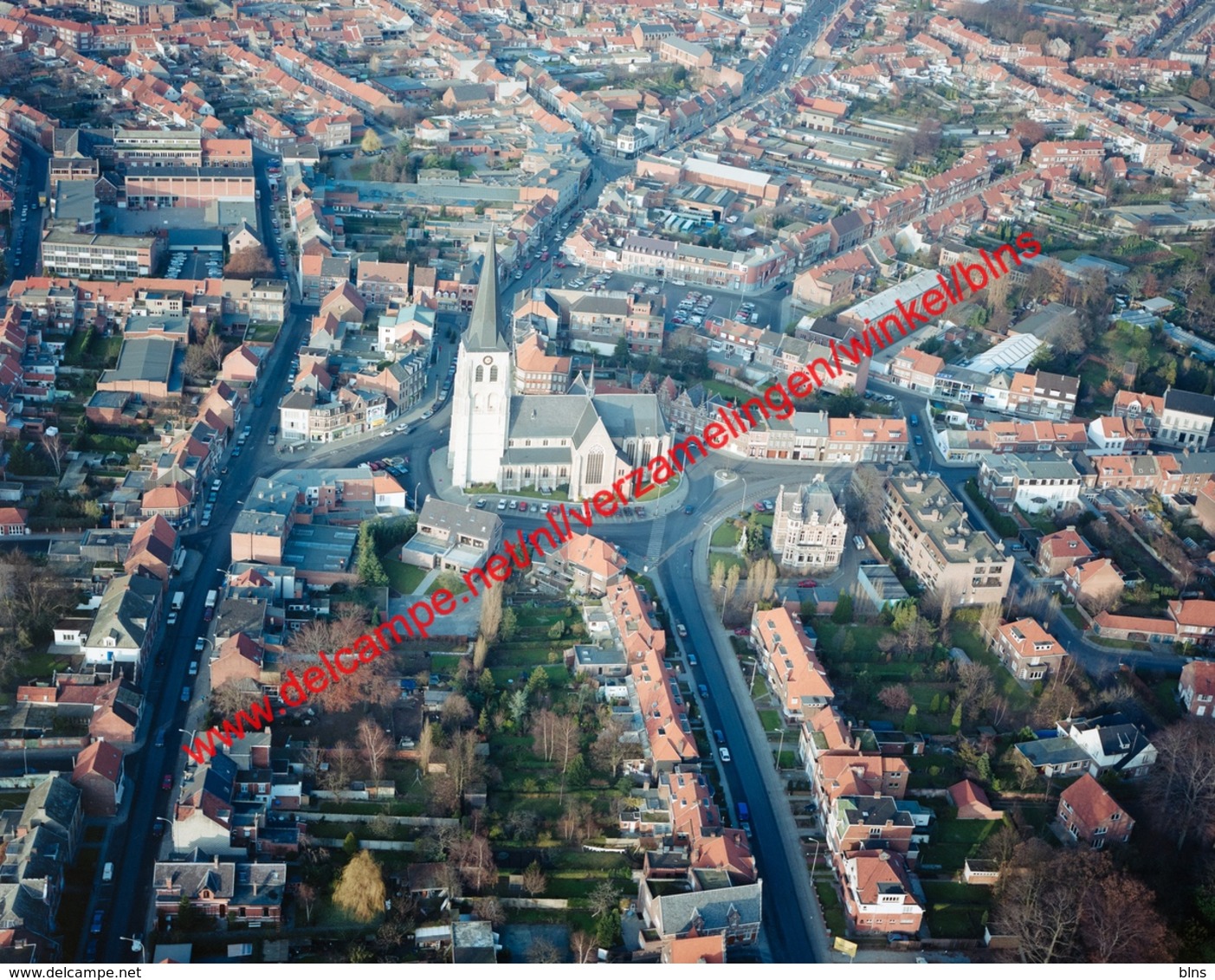 Ekeren - Sint-Lambertuskerk In December 1991 - Photo 15x23cm - Luchtfoto - Kasteeltje Hof Mertens Of Gulden Poort - Lieux