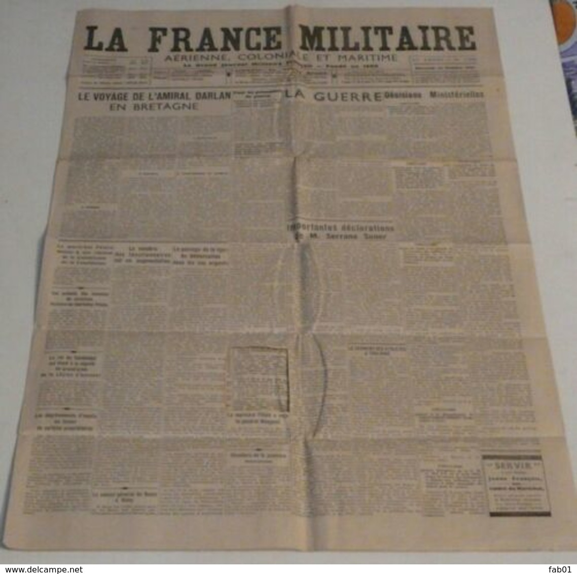 La France Militaire (aérienne, Colonial Et Maritime) Du 22 Octobre 1941 - Français