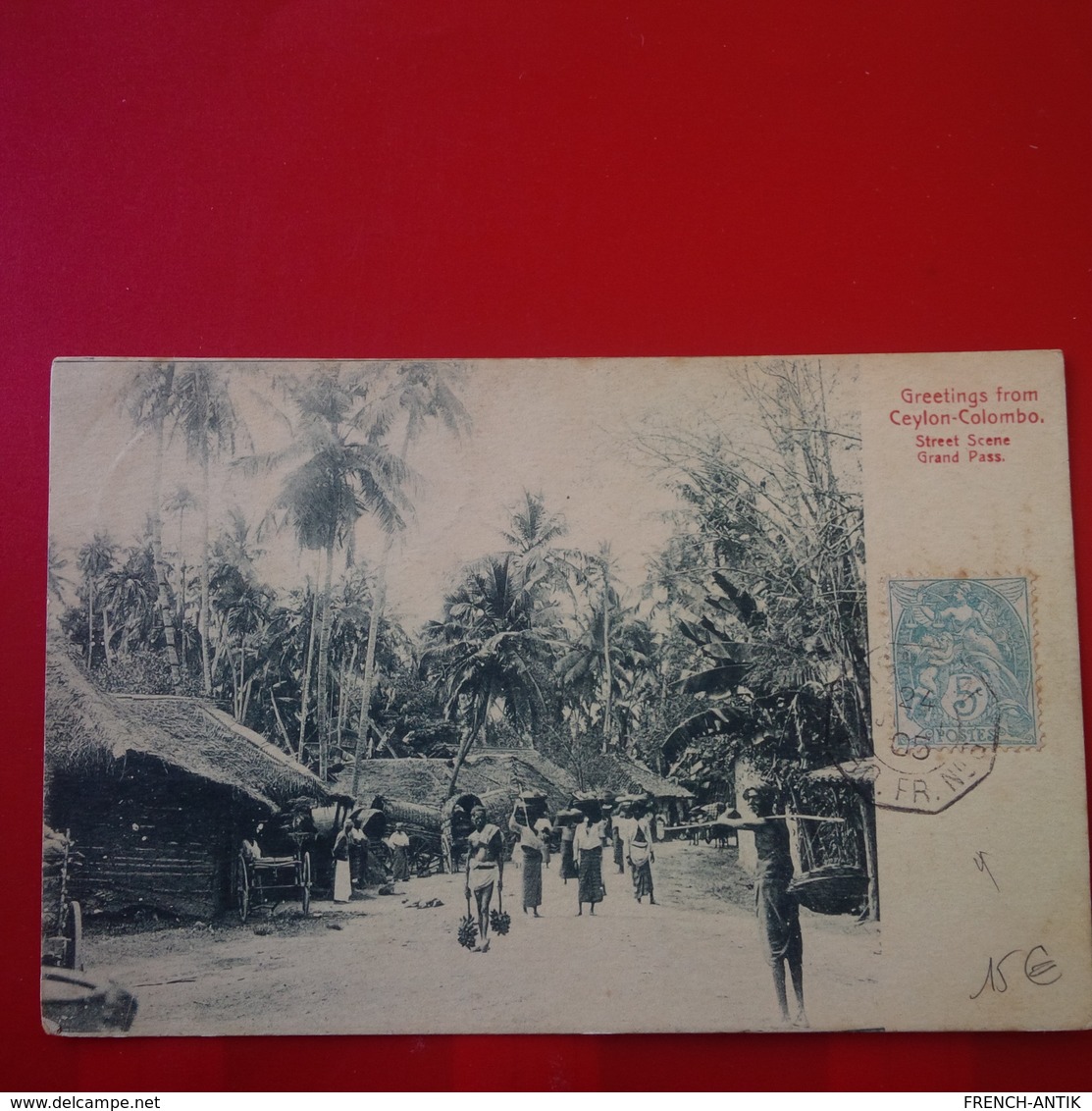 GREETINGS FROM CEYLON COLOMBO STREET SCENE CACHET BATEAU - Sri Lanka (Ceylon)
