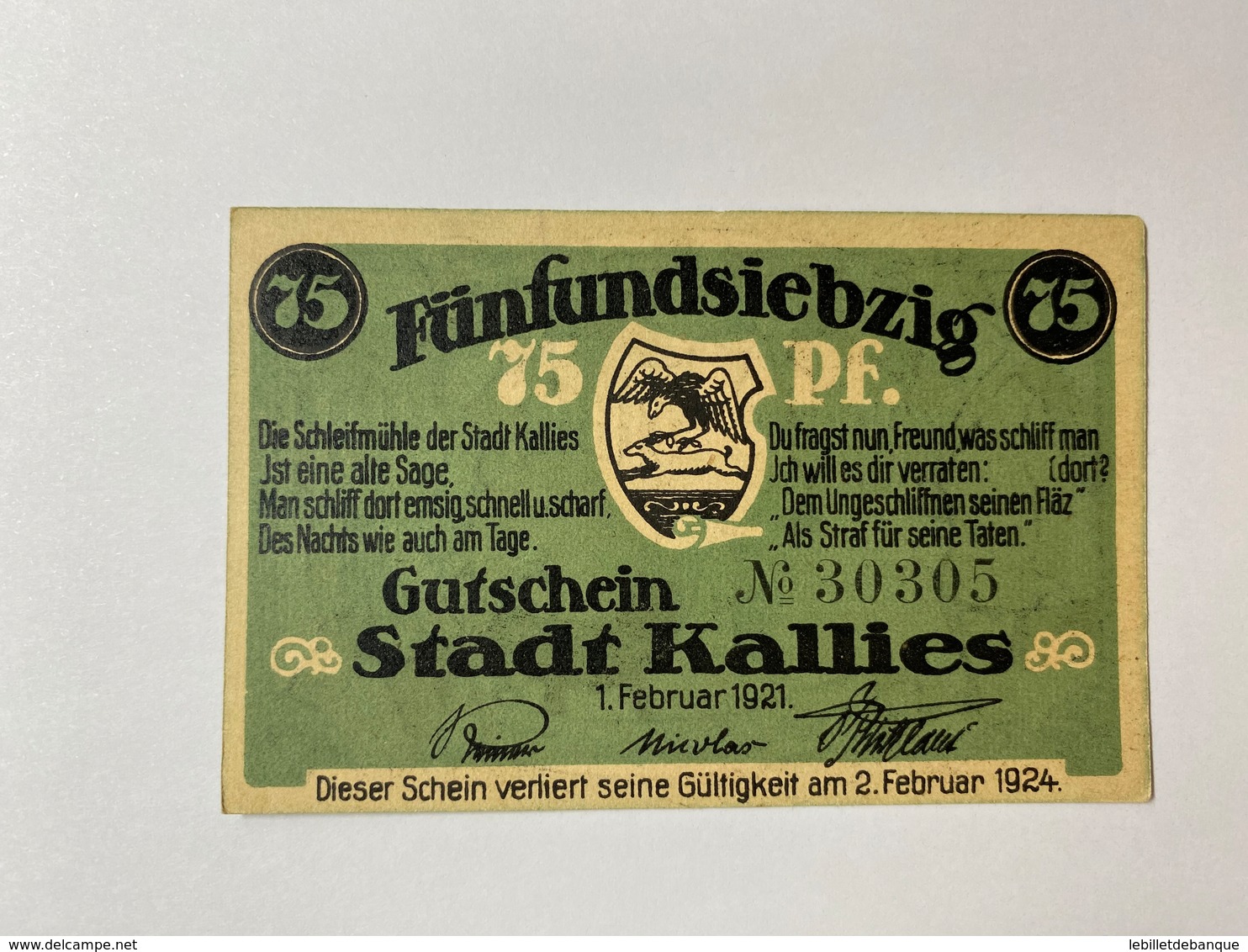 Allemagne Notgeld Kallies 75 Pfennig - Collections