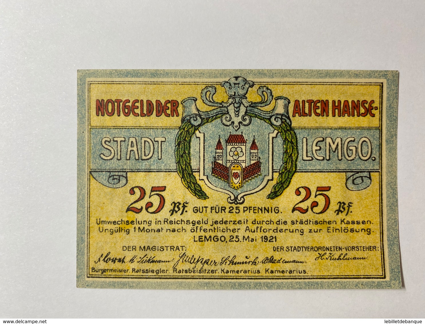 Allemagne Notgeld Lemgo 25 Pfennig - Collections