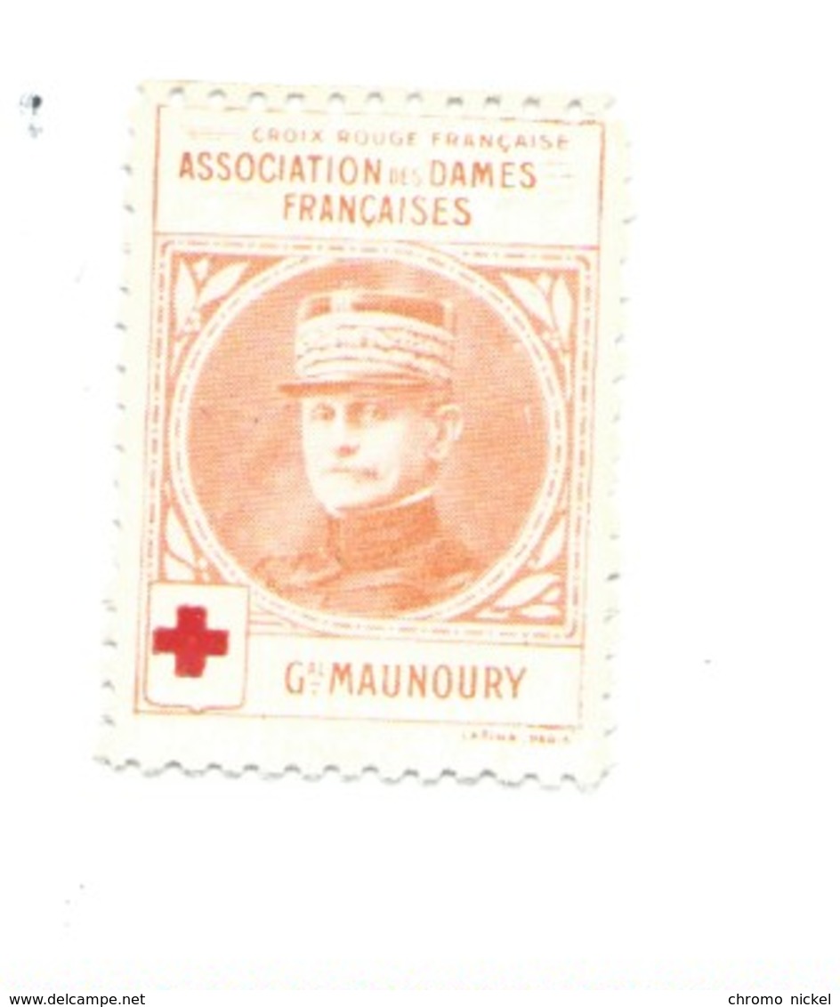 Vignette Général MAUNOURY Dames Françaises Croix Rouge Bien 32 X 25 Mm 2 Scans - Red Cross