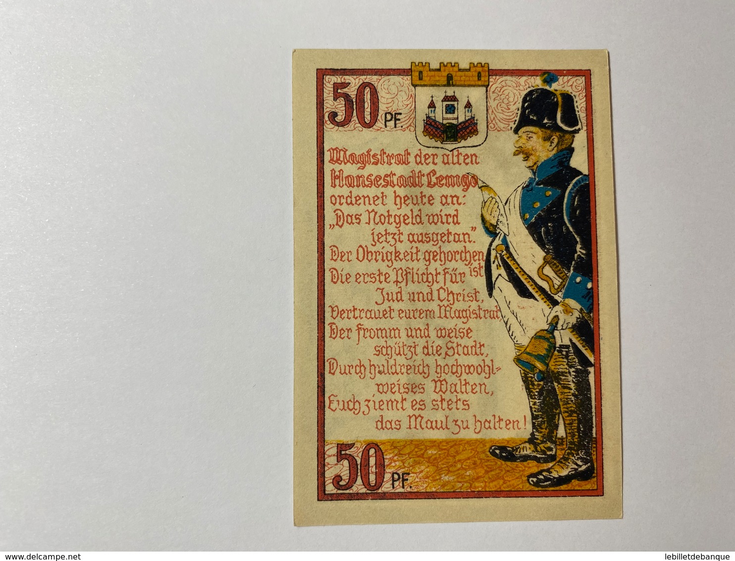 Allemagne Notgeld Lemgo 50 Pfennig - Colecciones