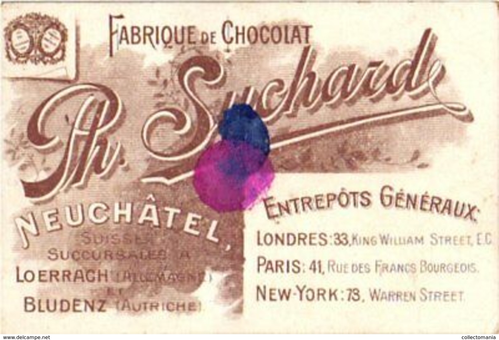 6 chromo litho cards Swiss chocolate SUCHARD set68B  c1898 Circus Scenes Clowns Taming litho Suisse humor VG