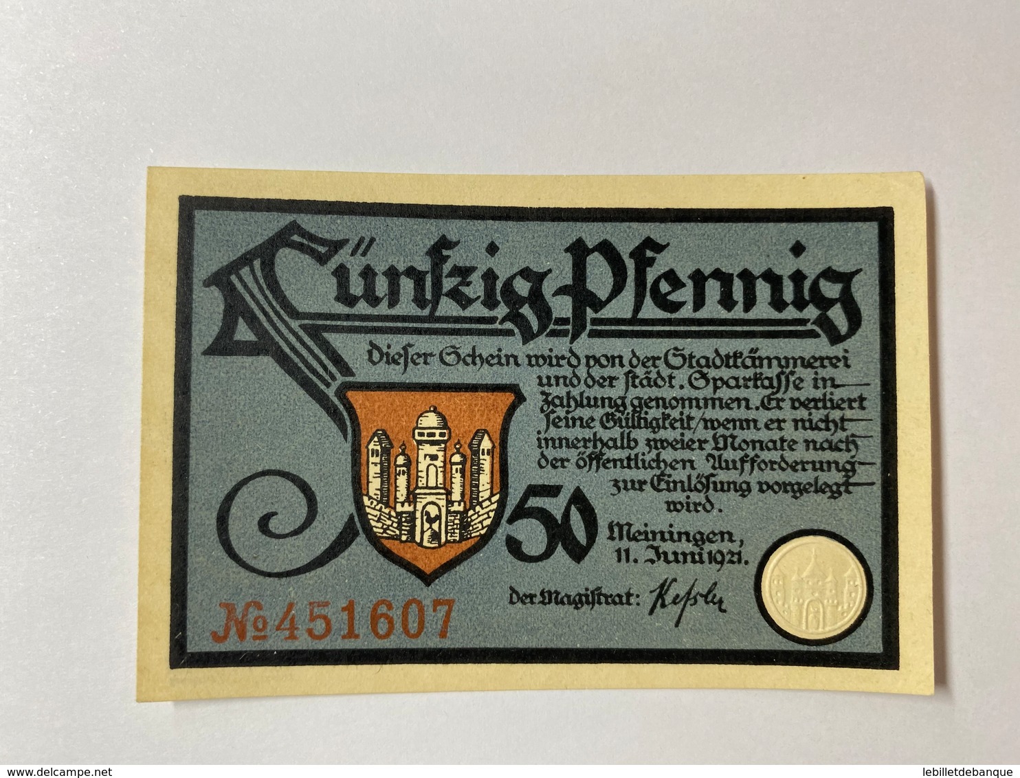 Allemagne Notgeld Meiningen 50 Pfennig - Collections