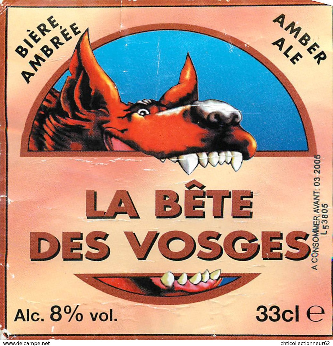 Ancienne étiquette F12 BIERE FRANCE BRASSERIE DES VOGES - LA BETE DES VOSGES - Bière