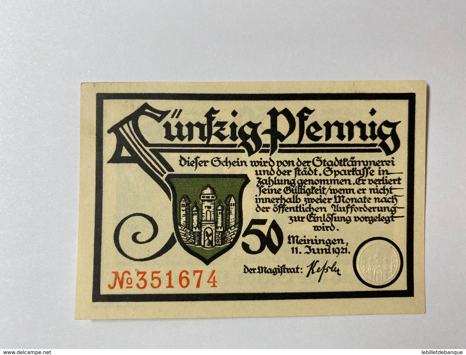 Allemagne Notgeld Meiningen 50 Pfennig - Collections