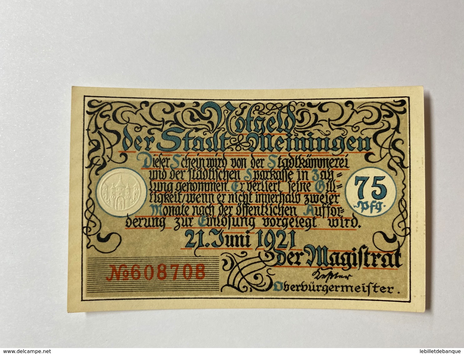 Allemagne Notgeld Meiningen 75 Pfennig - Collections