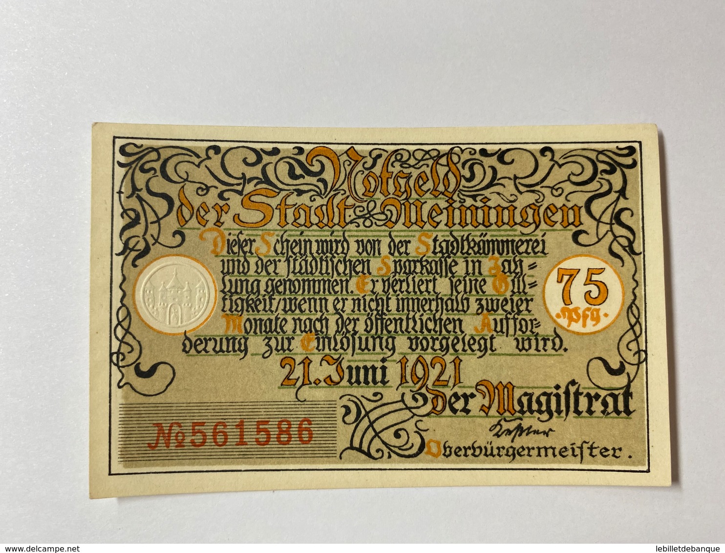 Allemagne Notgeld Meiningen 75 Pfennig - Collections