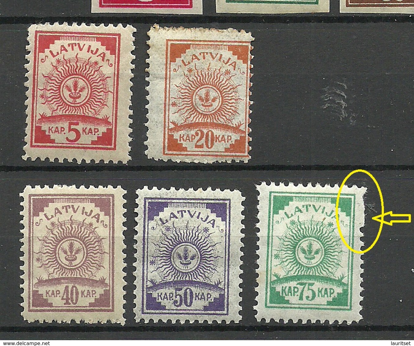 LETTLAND Latvia 1920 Michel 46 - 50 * Incl. Abart ERROR Perforation Variety = Missing Holes In Perf. - Lettland