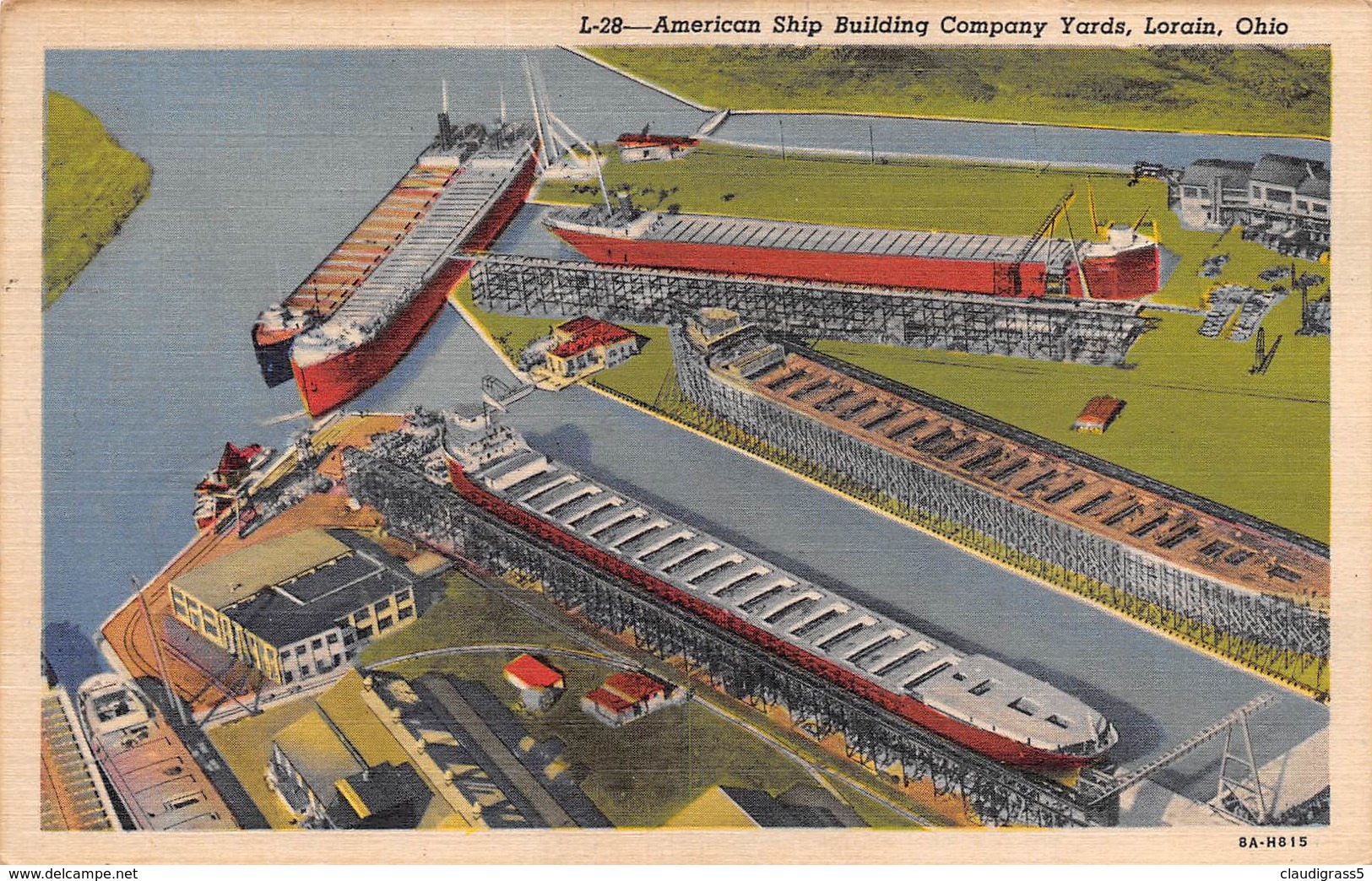 1165" OHIO - AMERICAN SHIP BUILDING COMPANY YARDS LORAIN " 1956  CARTOLINA ORIGINALE - Cleveland