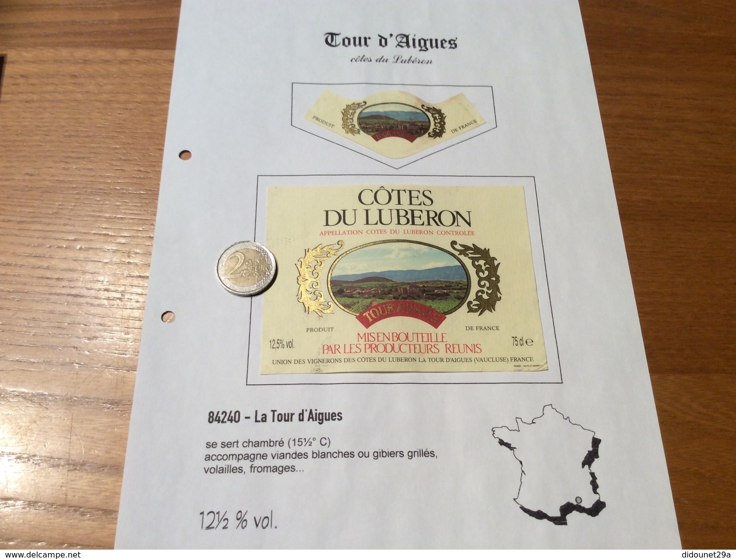 Étiquette De Vin + Collerette «CÔTES DU LUBERON - TOURAIGUES - La Tour D’Aigues (84)» - Côtes Du Rhône