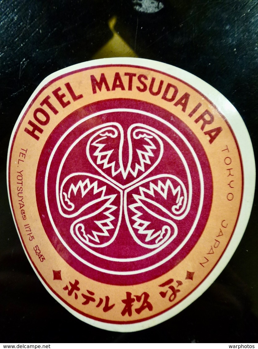 Etiquette HOTEL Vintage _ Hotel MATSUDAIRA _ TOKYO _ JAPON - Hotel Labels