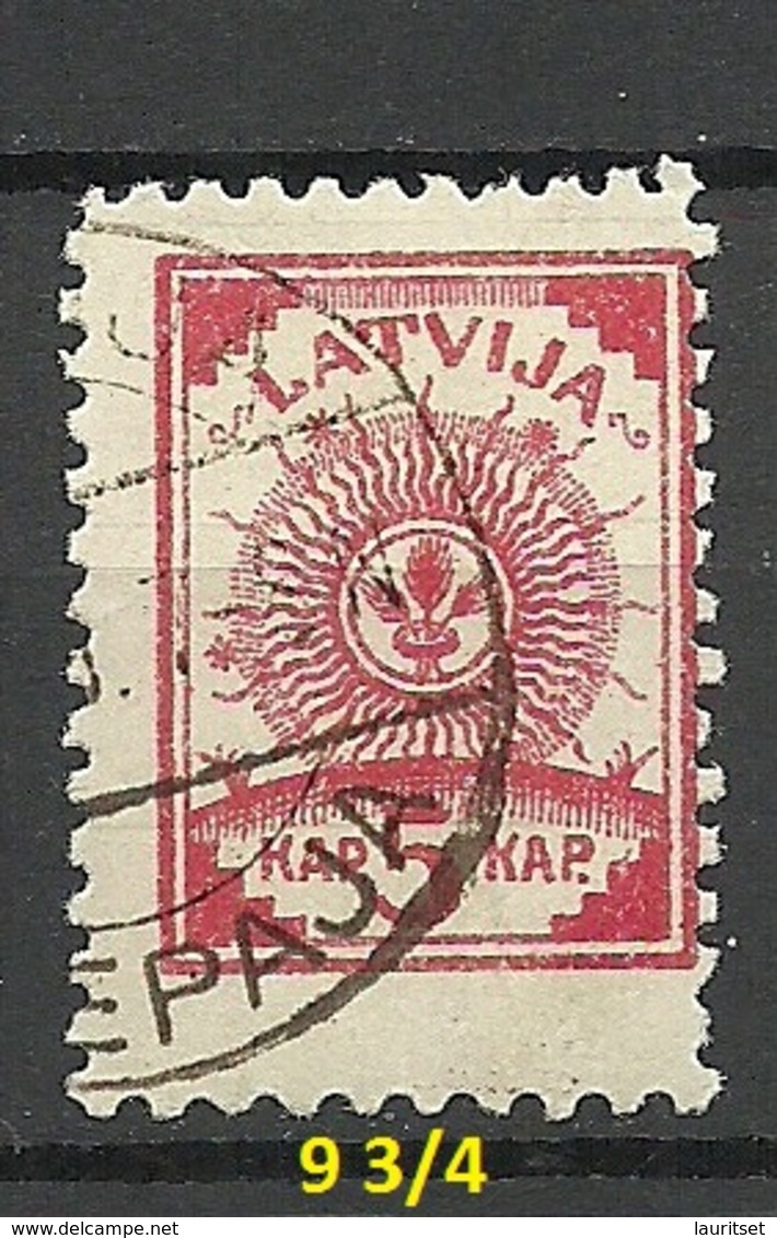 LETTLAND Latvia 1919 Michel 3 A With Perf 9 3/4 At Lower Margin O - Latvia