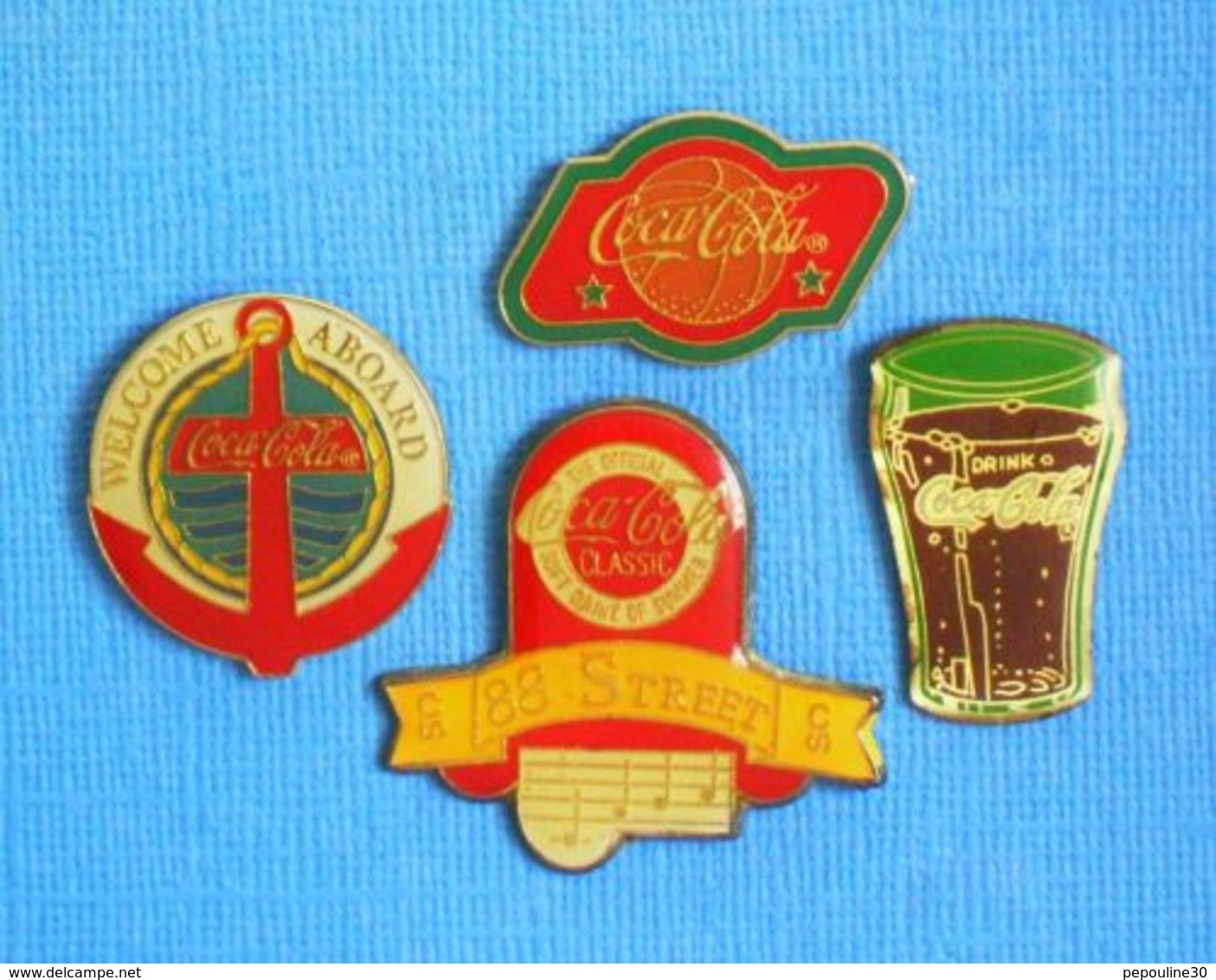 4 PIN'S //  ** COCA COLA® / CLASSIC DRINK / 88 STREET / WELCOME ABOARD ** - Coca-Cola