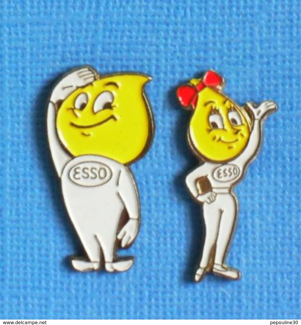 2 PIN'S //  **  2 PERSONNAGES / Mr & Mme ESSO / GOUTTE D'HUILE ** - Transports