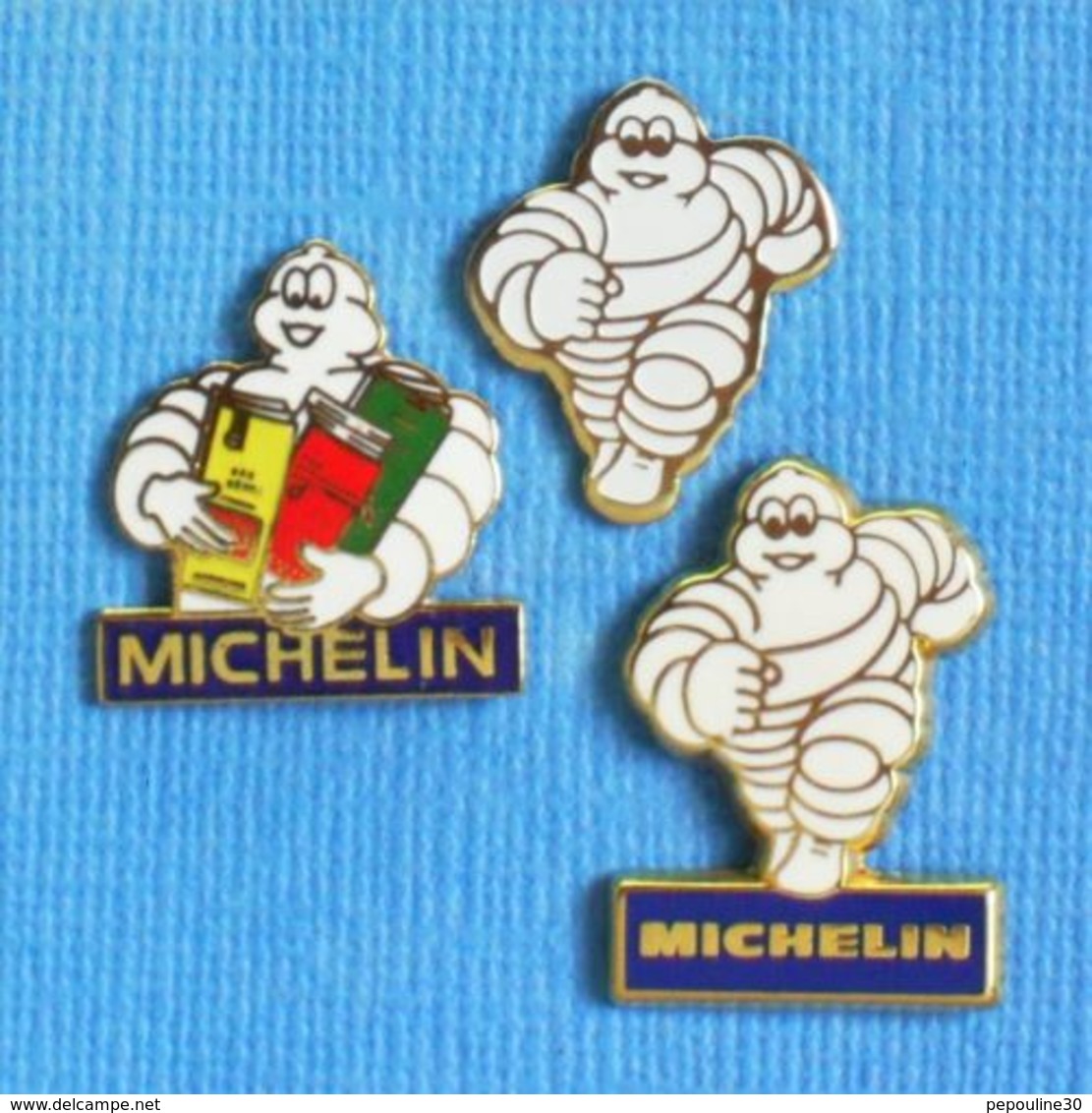 3 PIN'S //  ** BIBENDUM MICHELIN / PNEUMATIQUES & CARTES ROUTIERES ** . (Fraisse) - Autres & Non Classés