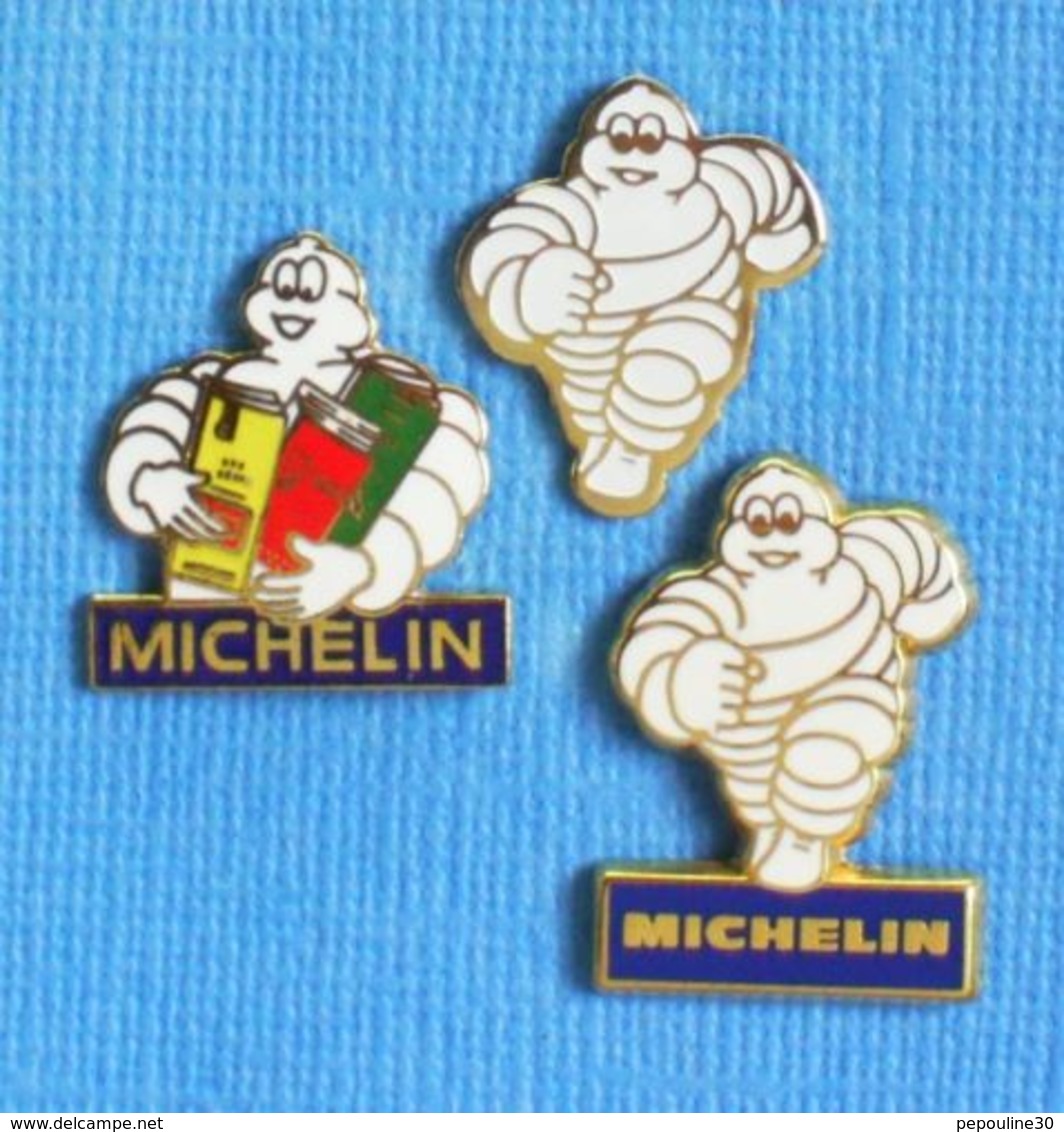 3 PIN'S //  ** BIBENDUM MICHELIN / PNEUMATIQUES & CARTES ROUTIERES ** . (Fraisse) - Autres & Non Classés