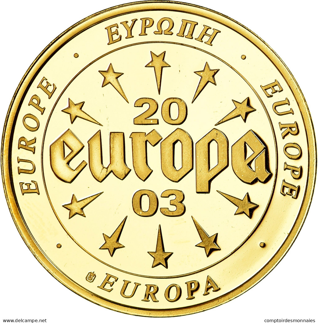 France, Médaille, L'Europe, 500 Sakala, Estonie, 2003, SPL, Copper Gilt - Autres & Non Classés