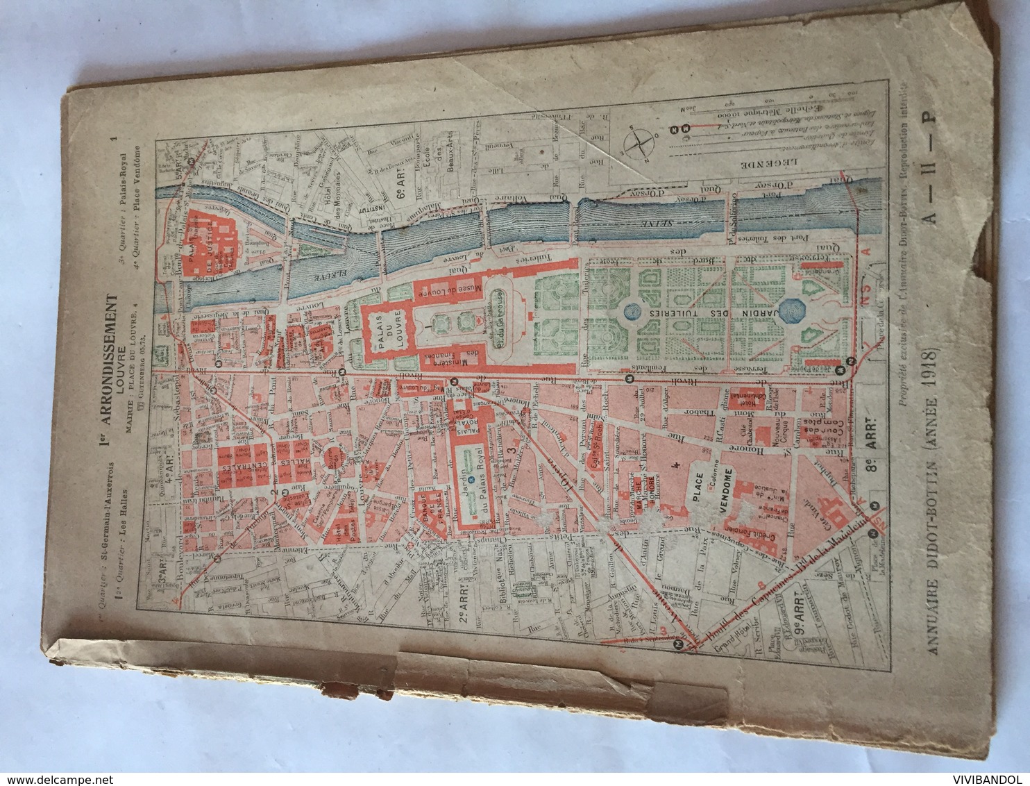 Carte des arrondissements de PARIS 1918