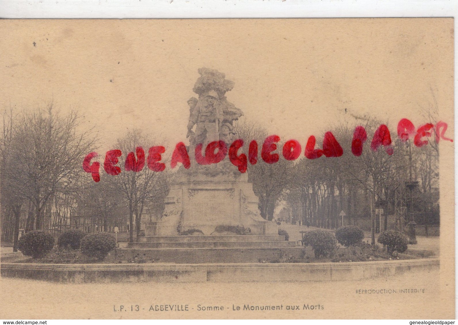 80 - ABBEVILLE - LE MONUMENT AUX MORTS    - SOMME - Abbeville