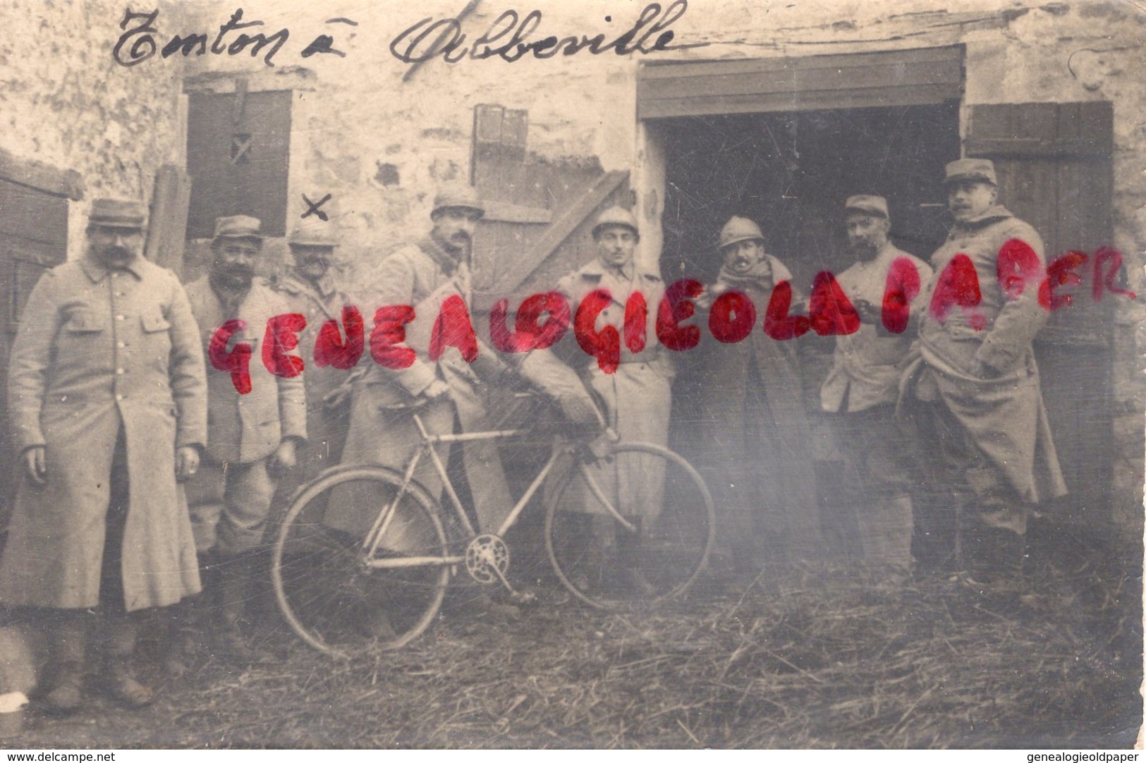 80 - ABBEVILLE - GUERRE 1914- RARE CARTE PHOTO ARISTIDE DUPONT  -VELO    - SOMME - Abbeville