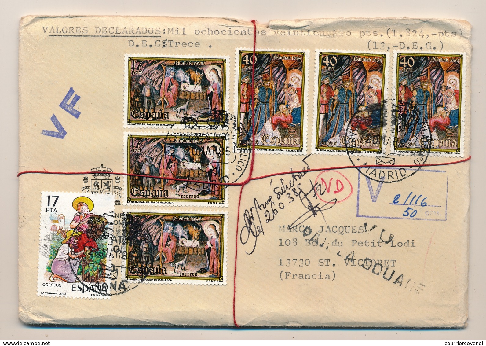 ESPAGNE - 3 Enveloppes Affranchissements Composés 1984 Et 1985, Service Phil Madrid + 1 En Franchise 1988 - Storia Postale