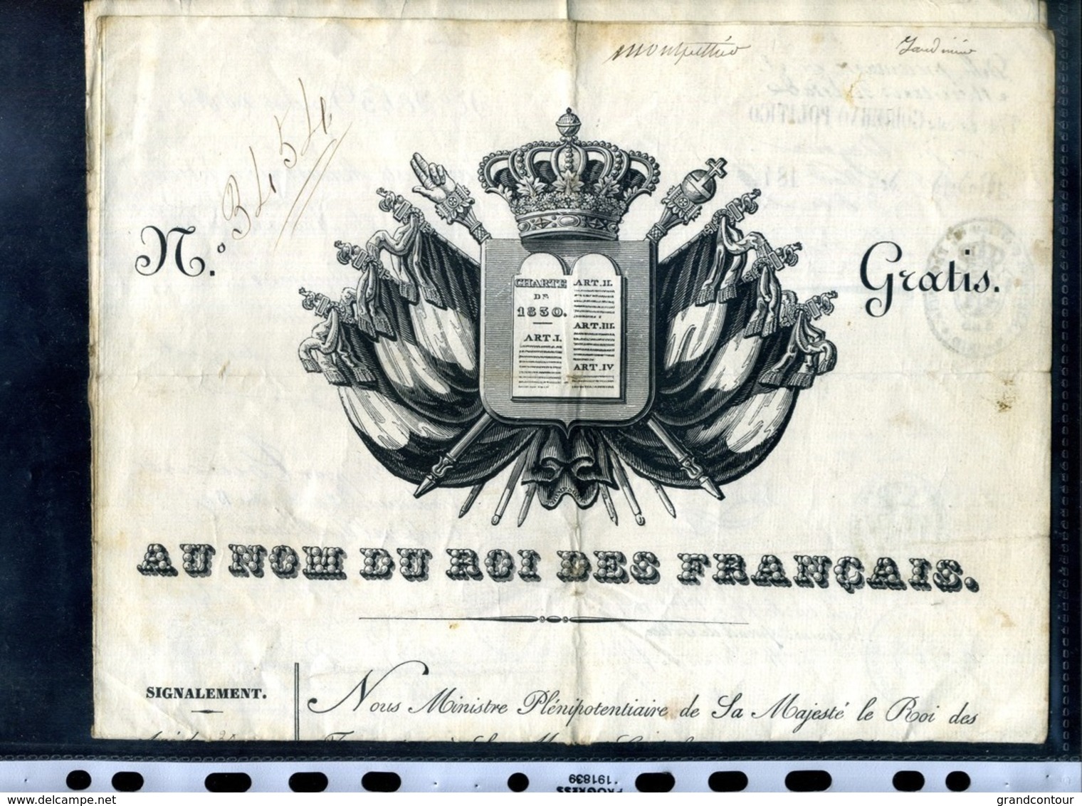 PASSEPORT ROYALE POUR LE SIEUR  ETIENNE VALENTIN DE L AVEYRON COMMUNE DE ST MARTIN ( De Lenne?) - Documents Historiques