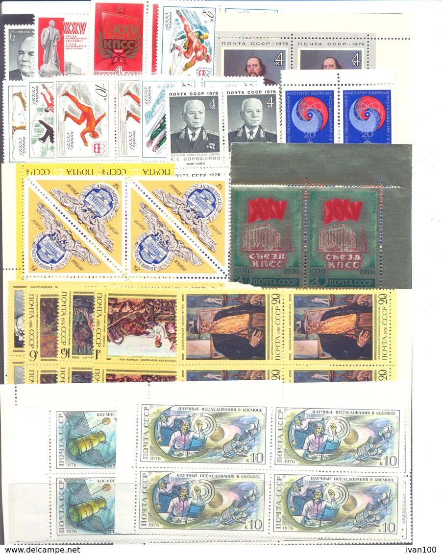 1976. USSR/Russia. Complete Year Set 1976, 4 Sets In Blocks Of 4v,  Mint/** - Volledige Jaargang