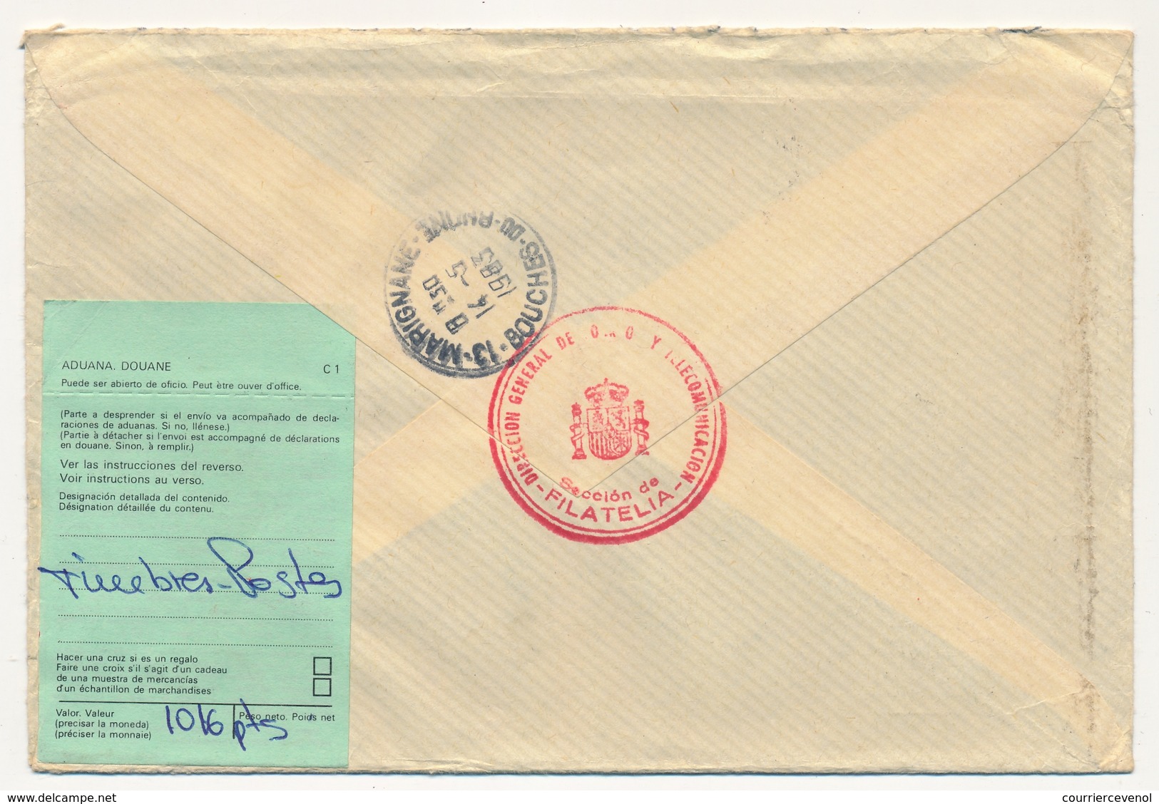 ESPAGNE - 4 enveloppes affranchissements composés 1983, 1985 et 1994 Service Philatélique Madrid