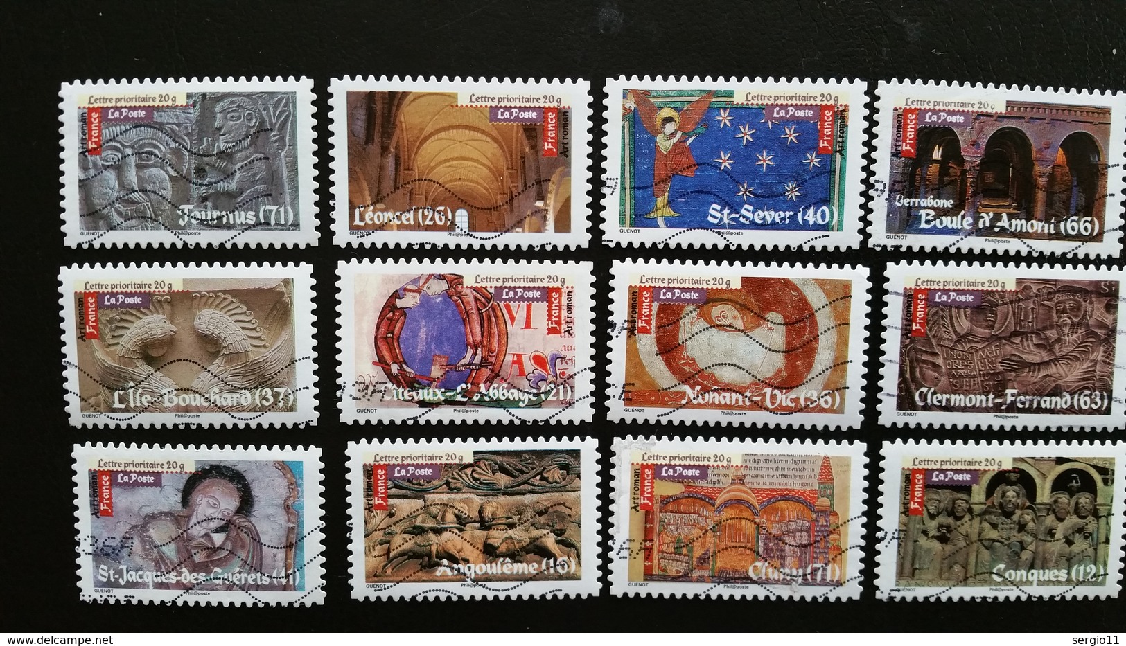 France Timbres Oblitérés  N° A455 à A466 Année 2010 - Série Complète Art Roman - Usati