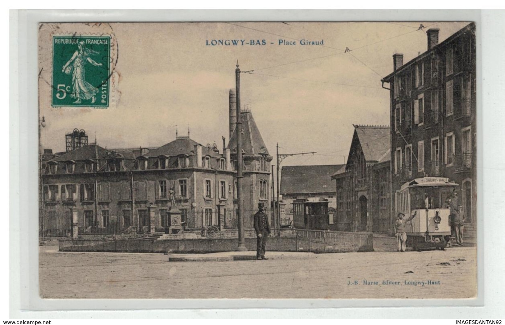 54 LONGWY BAS PLACE CARNOT TRAMWAYS BLANC ET NOIR - Longwy