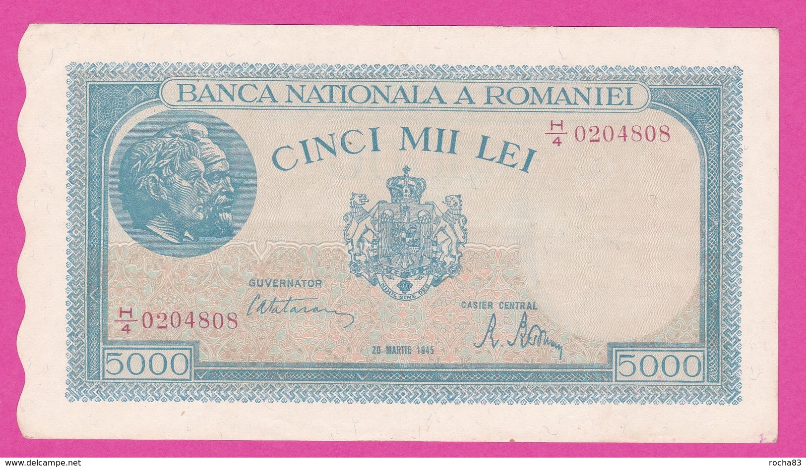 ROUMANIE - Billet  5.000 Lei  20 03 1945 - Pick 56  LIGNES - Roumanie