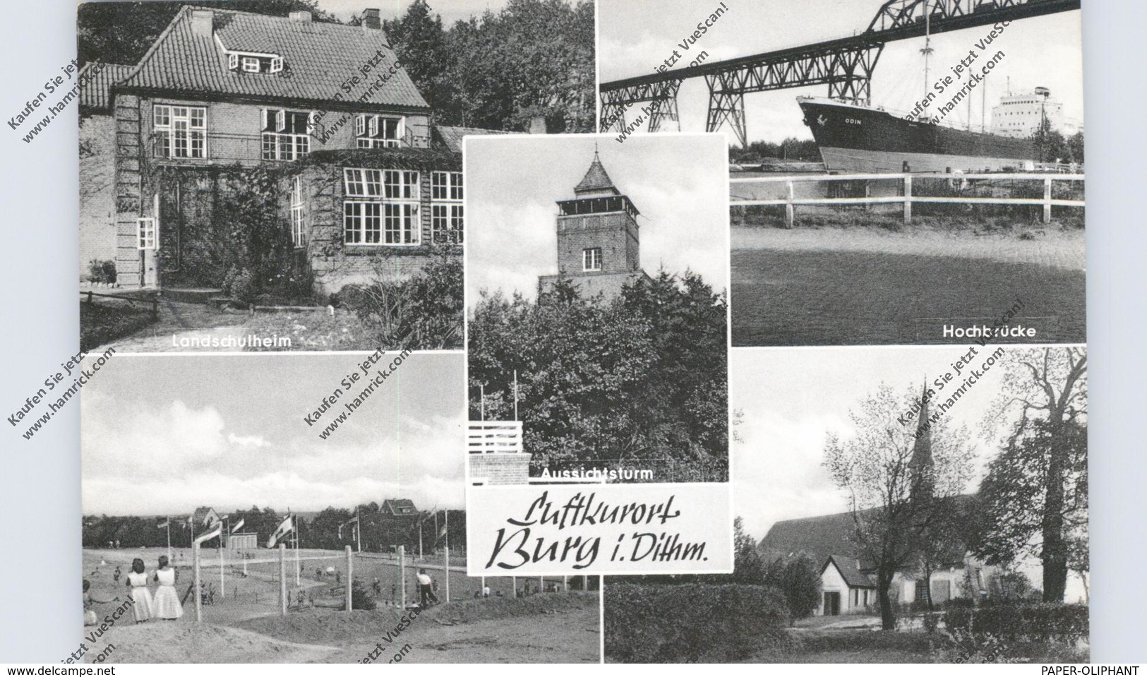 2224 BURG / Dithmarschen, Waldbad, Kirche, Hochbrücke, Landschulheim, Aussichtsturm - Heide