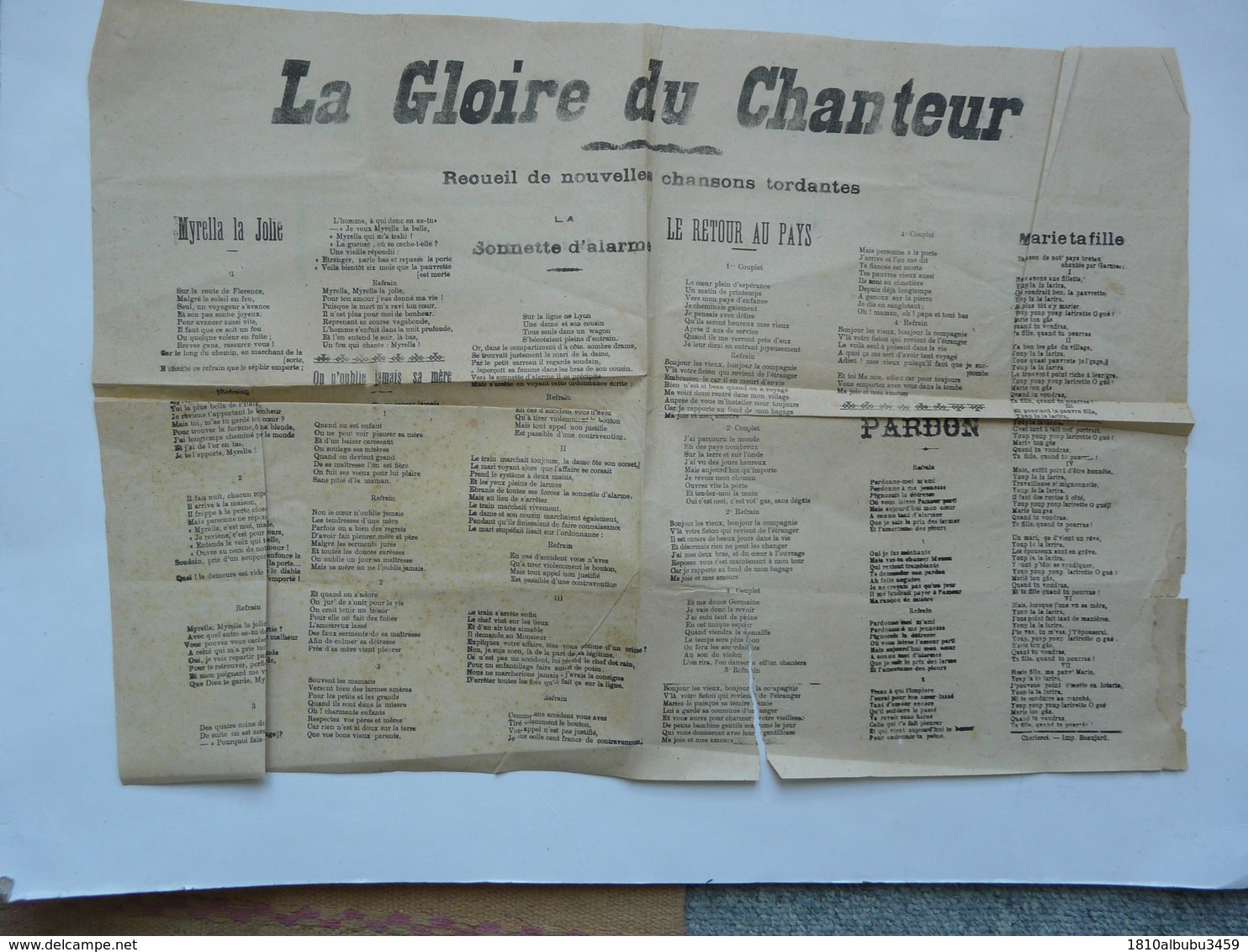 VIEUX PAPIERS - RECUEIL DE NOUVELLES CHANSONS TORDANTES : La Gloire Du Chanteur - Partituras