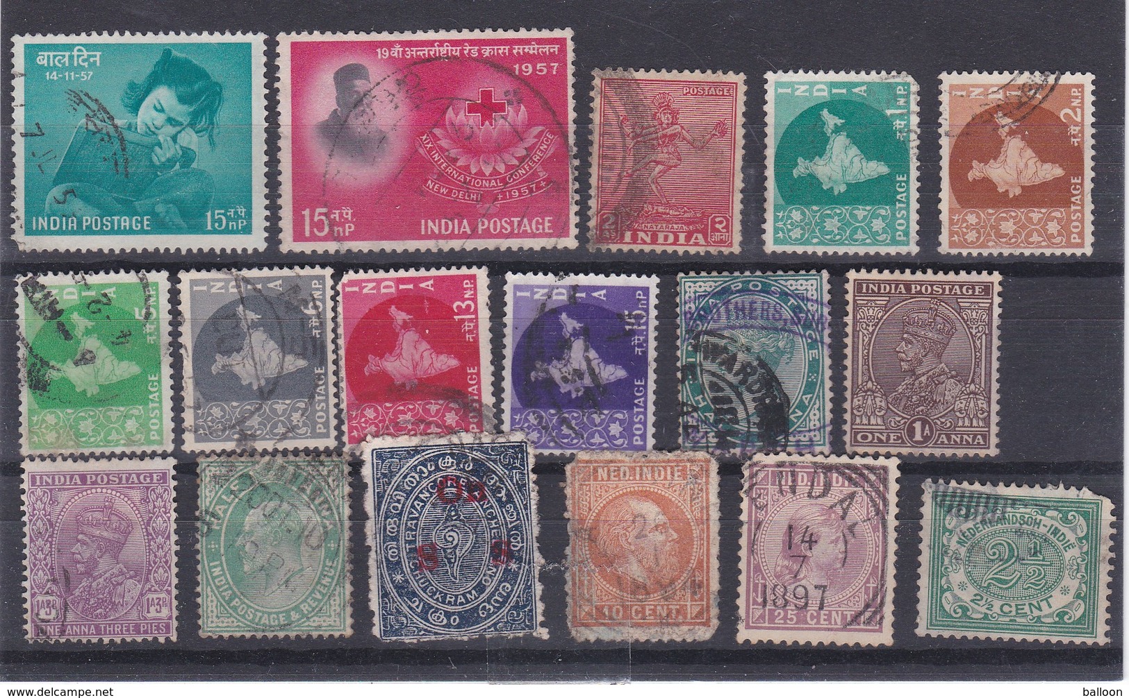 Inde - Lot De 17 Timbres Avec Charnières Oblitérés - Colecciones & Series