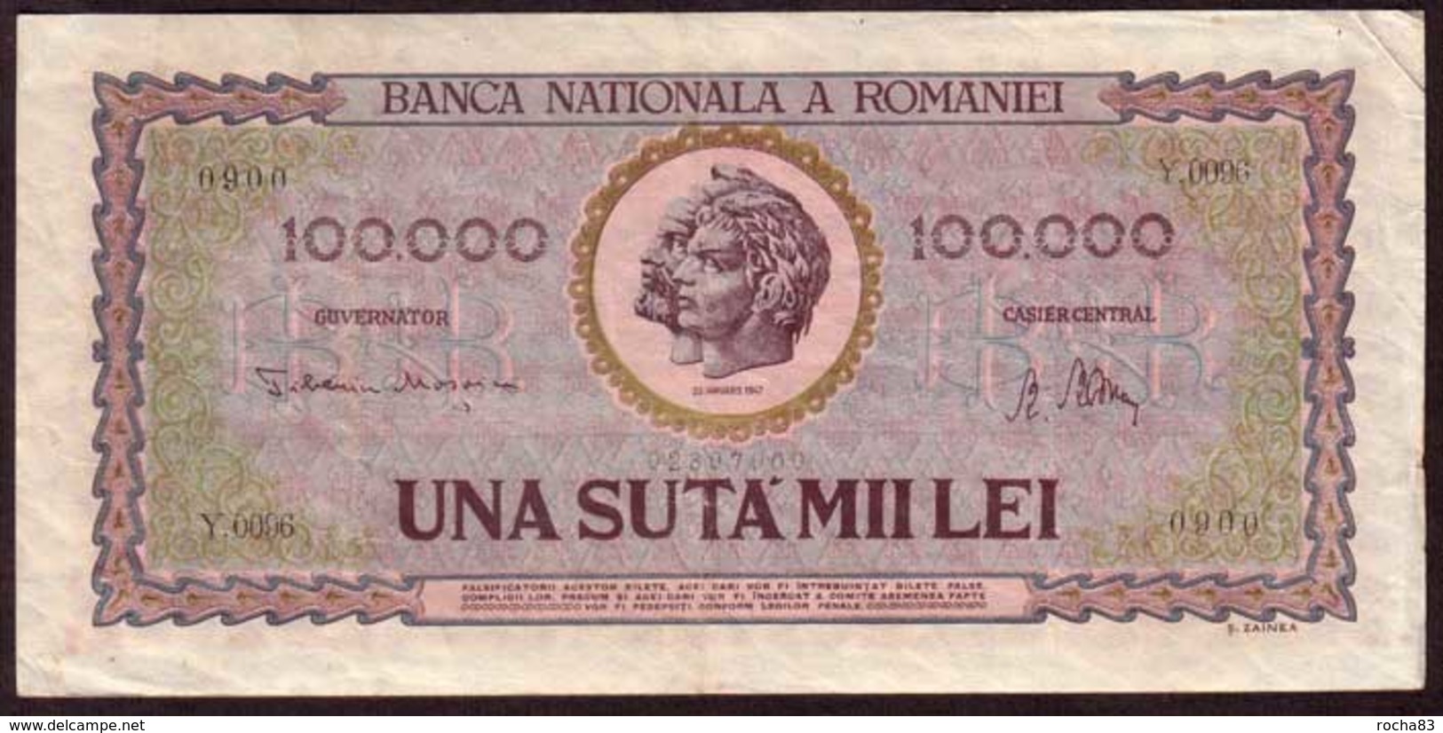 ROUMANIE - Billet  100.000 Lei  25 01 1947 - Pick 59 - Rumania