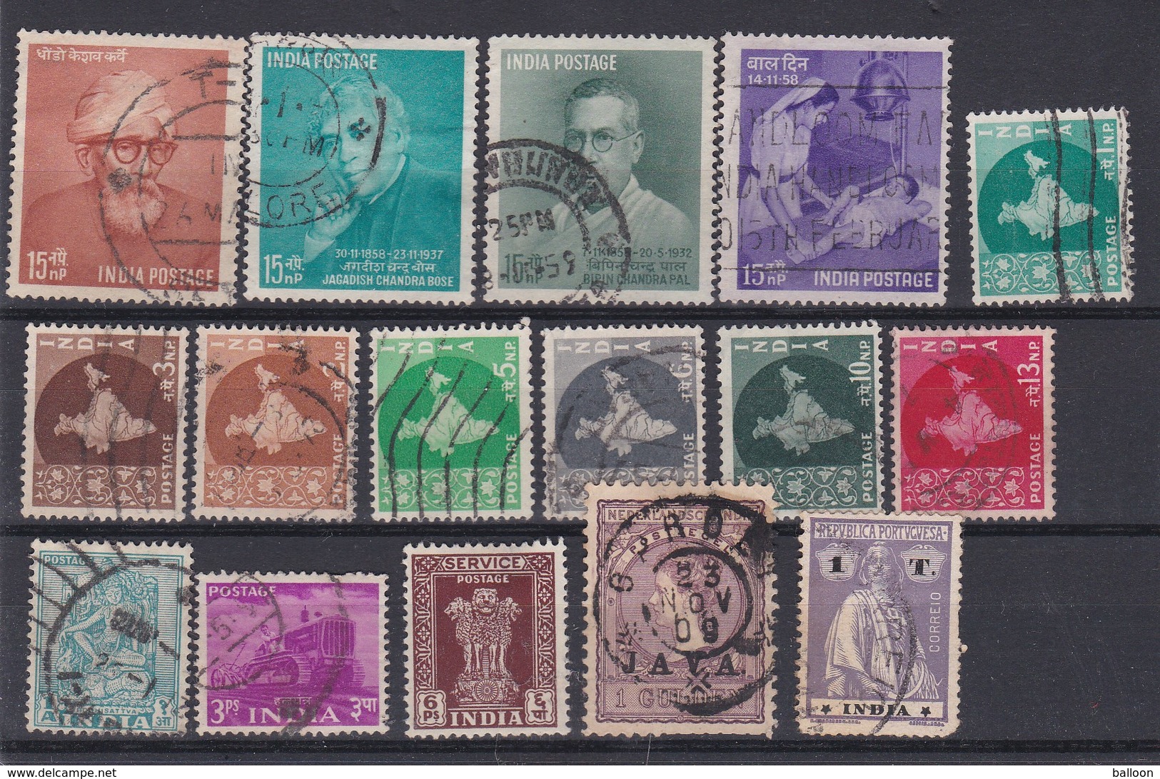 Inde - Lot De 16 Timbres Avec Charnières Oblitérés - Colecciones & Series