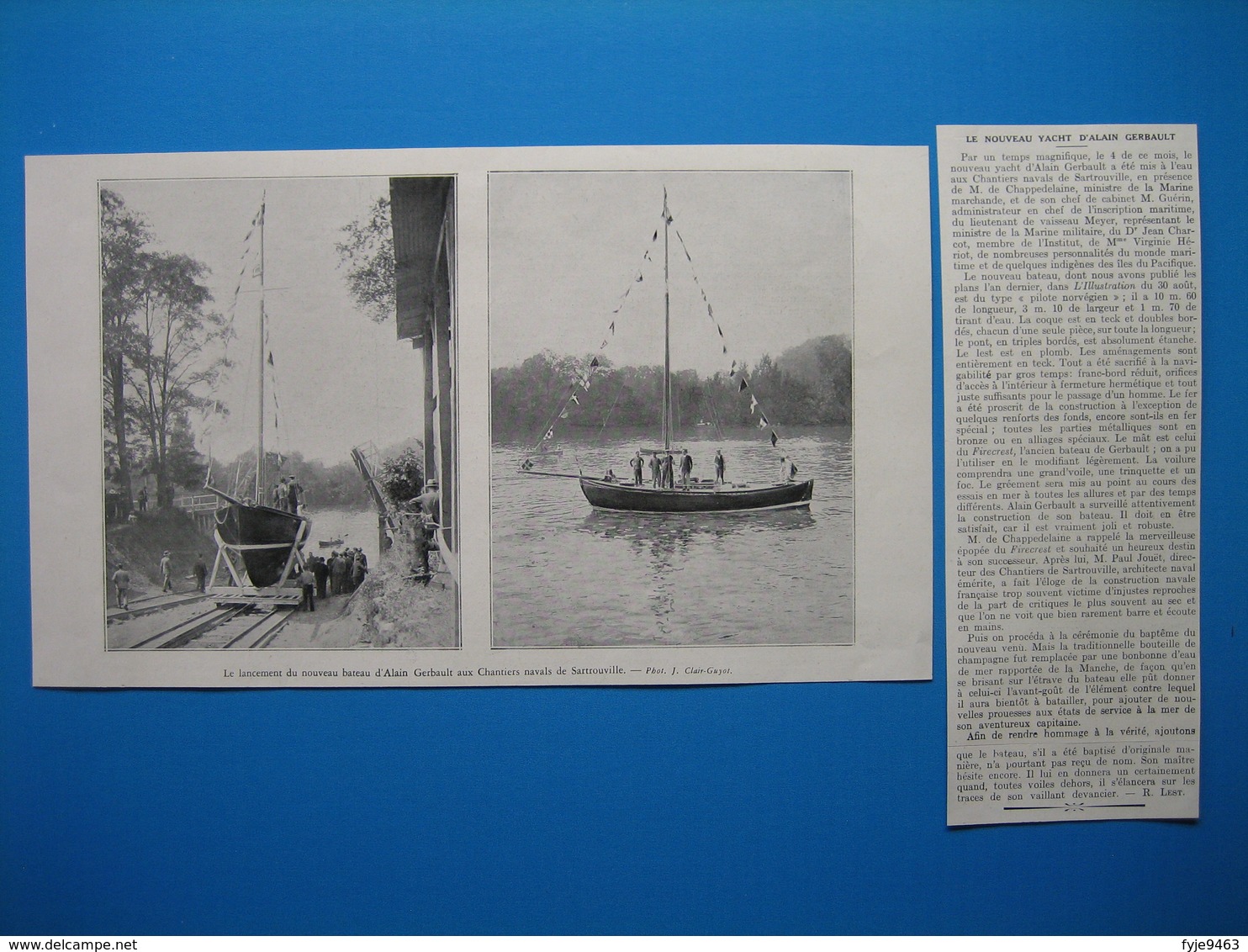 (1931) Le Lancement Du Nouveau Yacht D'ALAIN GERBAULT Aux Chantiers Navals De Sartrouville - Non Classés