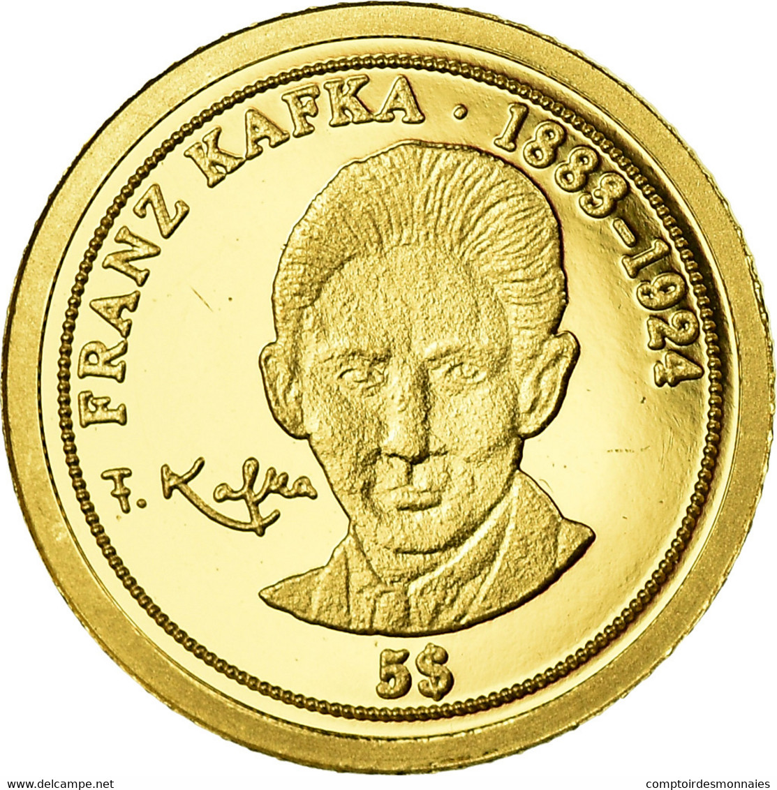 Monnaie, Nauru, Franz Kafka, 5 Dollars, 2008, FDC, Or - Nauru