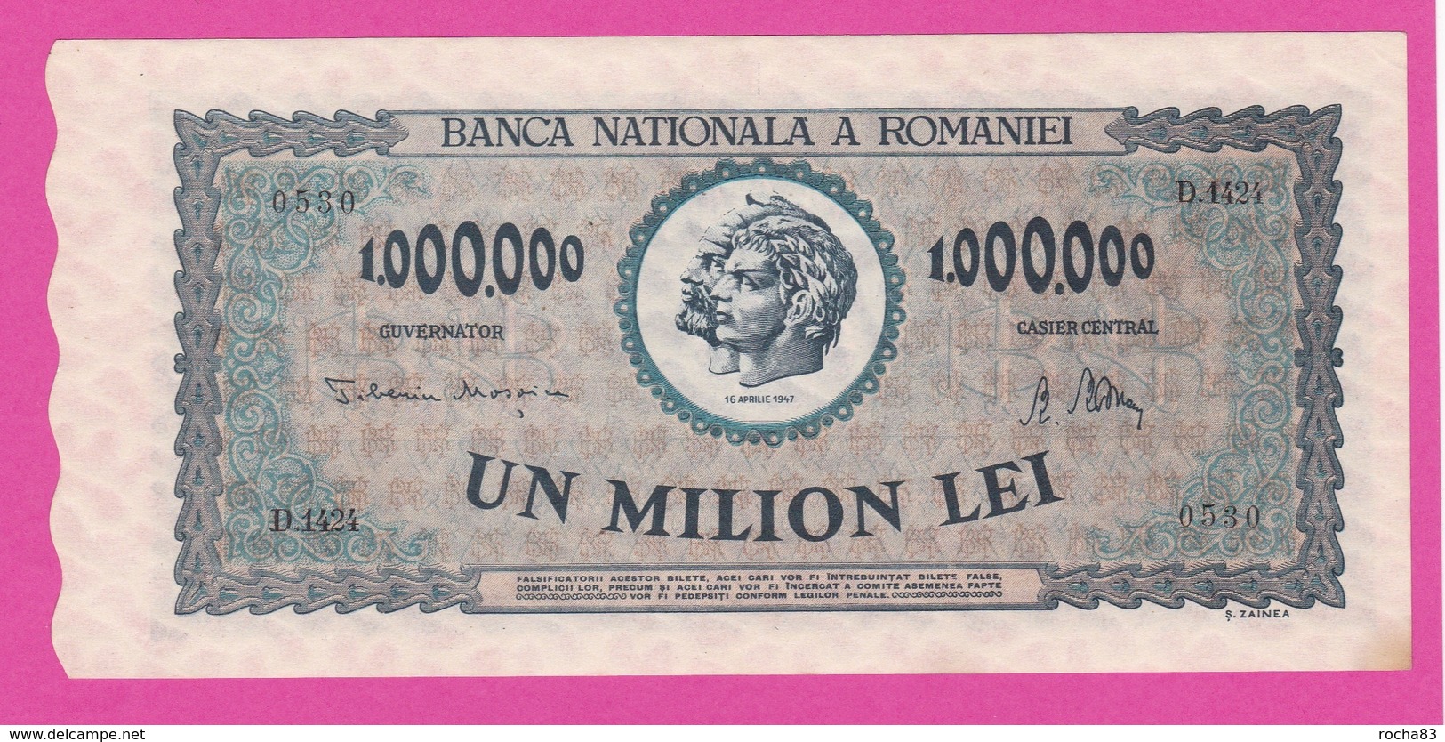 ROUMANIE - Billet  1.000.000 Lei  16 04 1947 - Pick 60 - Roumanie