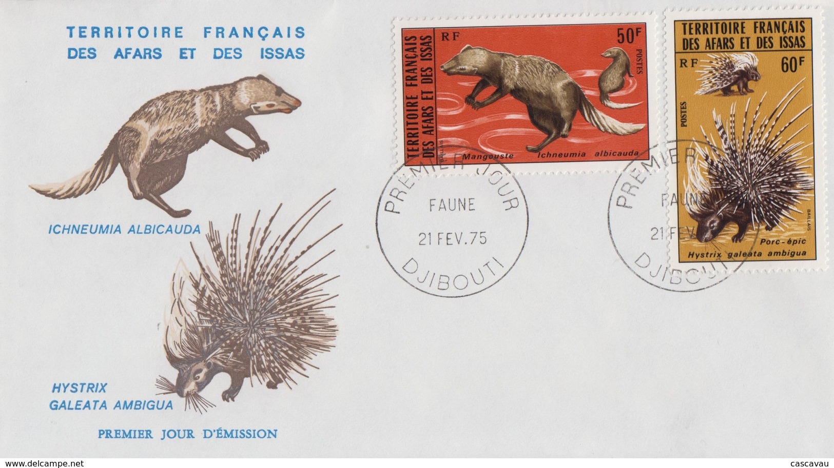 Enveloppe  FDC  1er  Jour  TERRITOIRE  FRANCAIS   Des   AFARS  Et  ISSAS   Faune   1975 - Autres & Non Classés