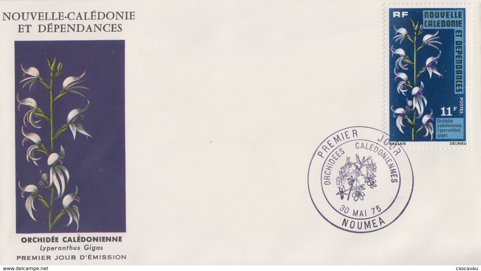 Enveloppe   FDC  1er   Jour   NOUVELLE   CALEDONIE    Orchidée  Calédonienne    1975 - FDC