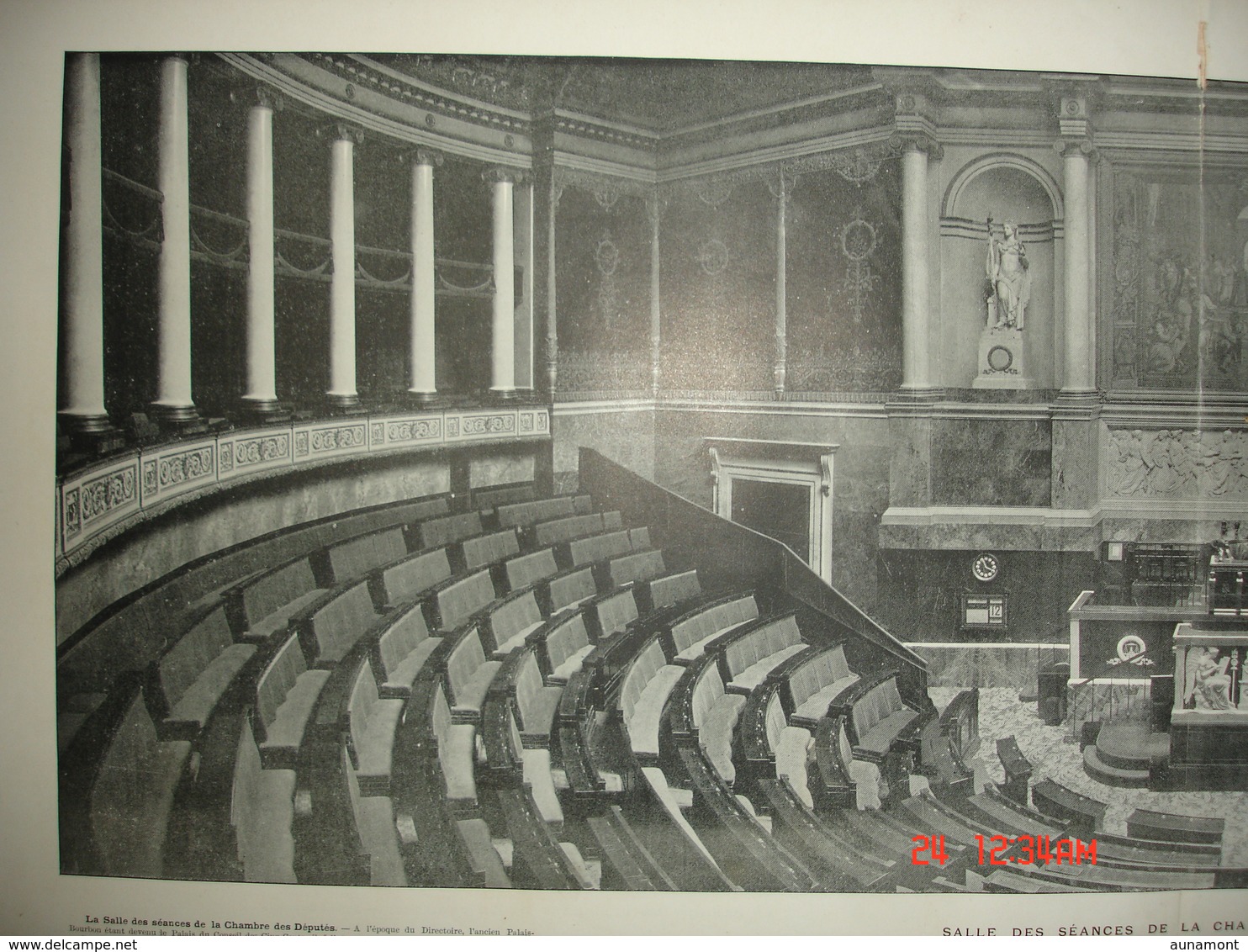 Lamina-Paris-1898--Salle Des Seances De La Chambre Des Deputes--Le Cabinet Du President-Le Salon De La Paix - Distrito: 07