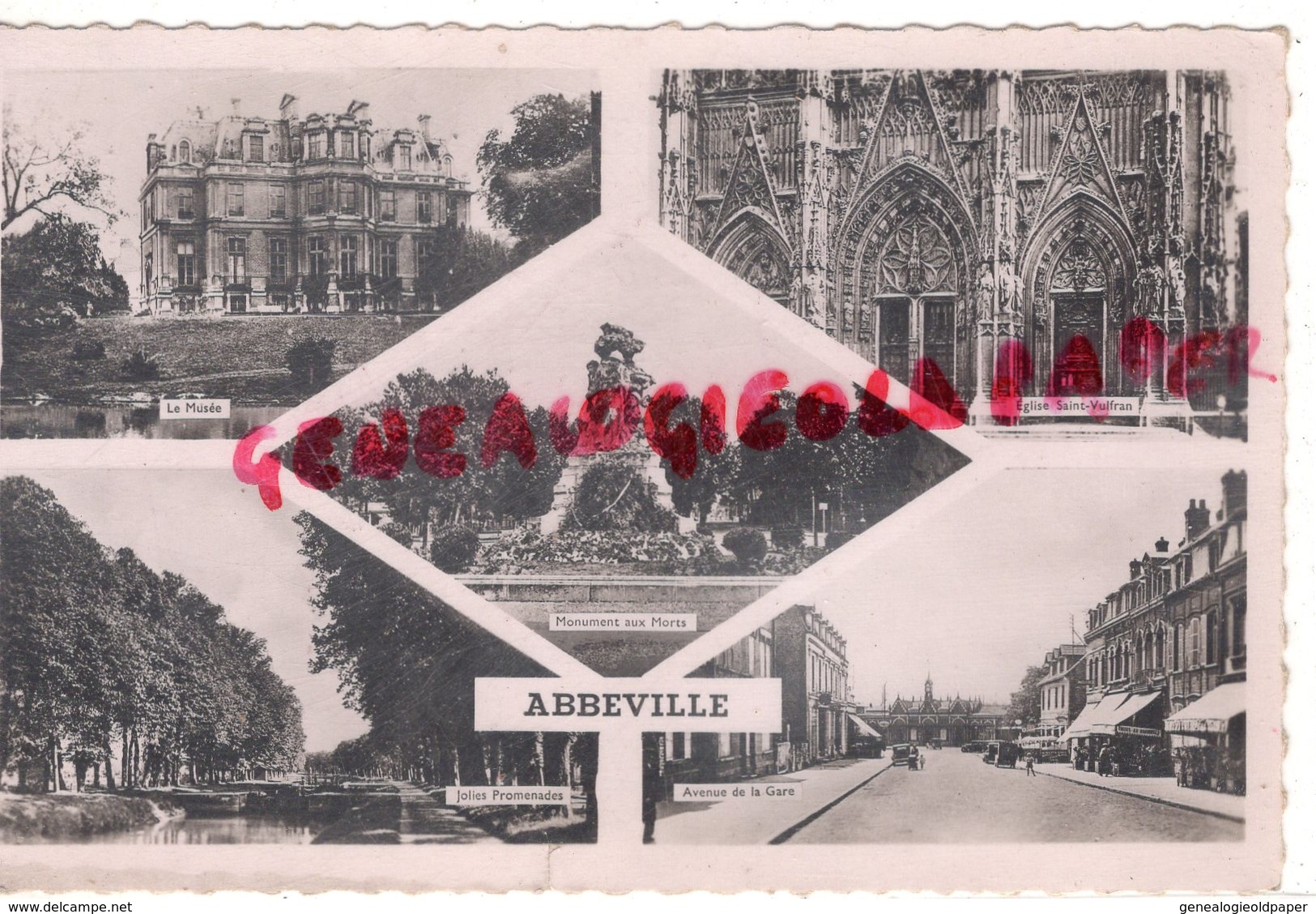 80 - ABBEVILLE - MUSEE - MONUMENT AUX MORTS-EGLISE SAINT VULFRAN-AVENUE DE LA GARE   - SOMME - Abbeville