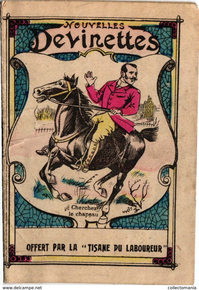 3 Folding Booklets, Many  DEVINETTES, Zoekprenten C1890 Hidden Objects Images à Chercher Questions Riddles Search 10x7cm - Denk- Und Knobelspiele