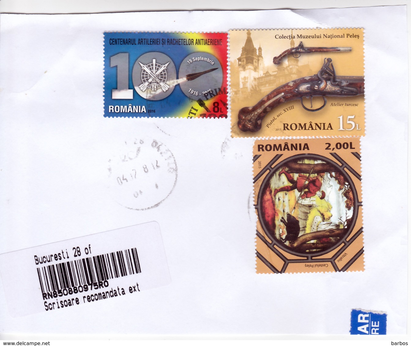 Romania , Roumanie  , Military , Rockets , Stained Glass Window , Fragment Of Used Cover - Used Stamps
