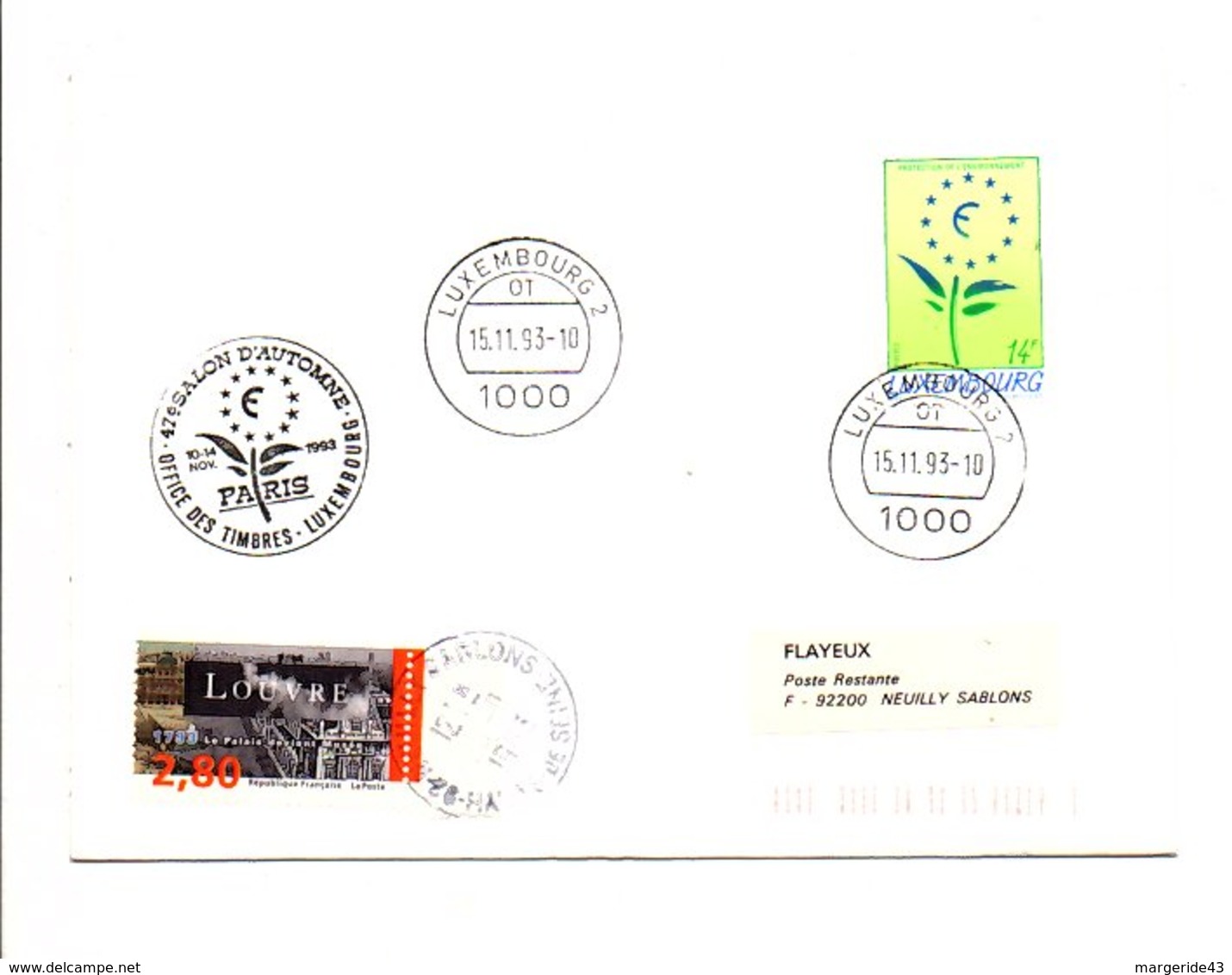 LUXEMBOURG  PRESENT AU SALON D'AUTOMNE DE PARIS 1993 - Maschinenstempel (EMA)