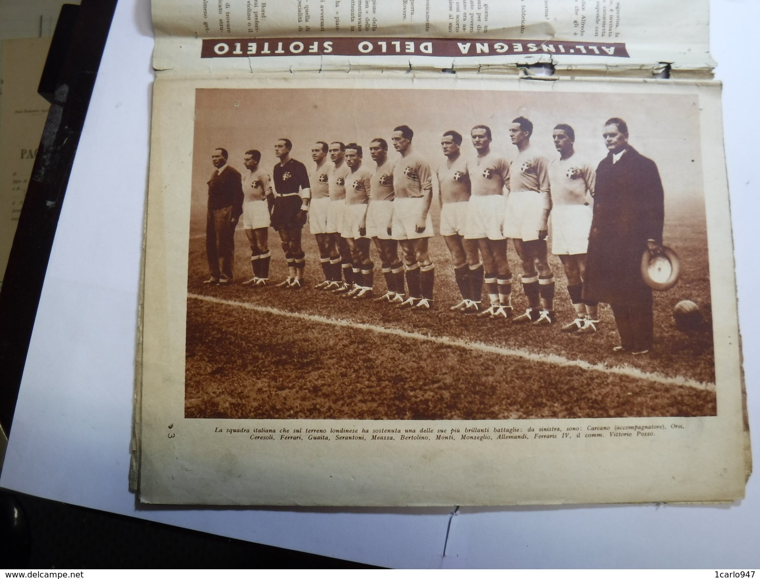 SPORT   CALCIO  ---  MILANO  ---  RIVISTA COSMOS    ANNO IX  -- N° 66   -- NOVEMBRE   1934 - Sport