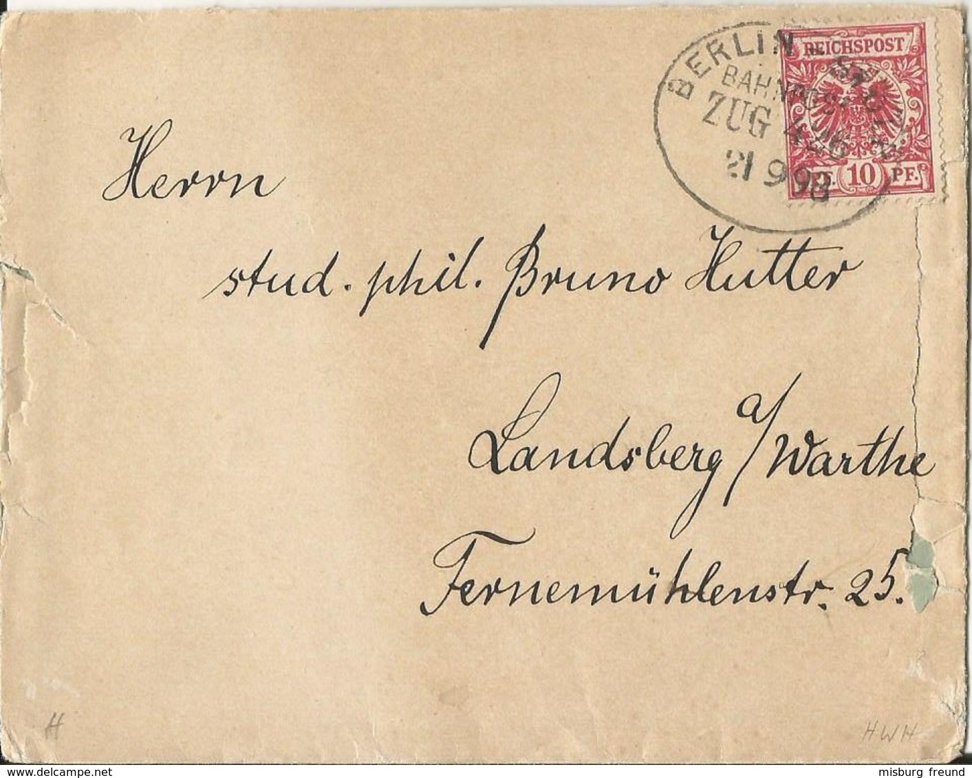 5 182 Briefhülle Bahnpost "BERLIN-STOLP" 1898 Poln. Słupsk - Gebraucht